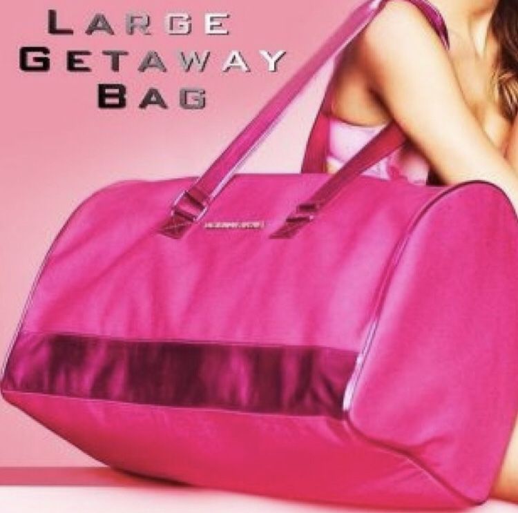 Victoria's Secret PINK Travel Duffle Bag Black White Neon Floral