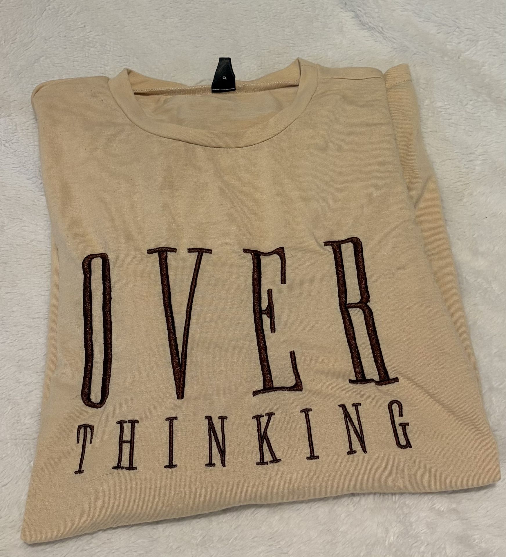 SHEIN Beige 'Overthinking' Long Sleeve Tee