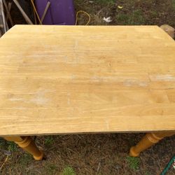 Old School Solid Oak Small Table, 29"X 24"X 34". Reinforced Legs Which Are Lathed For Creative Austerity.