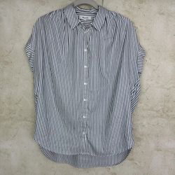 Madewell Striped Short Sleeve Women's Top T Shirt Blouse Size  L Large  White Blue 