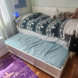 White twin Bed With Pull Out Bed 