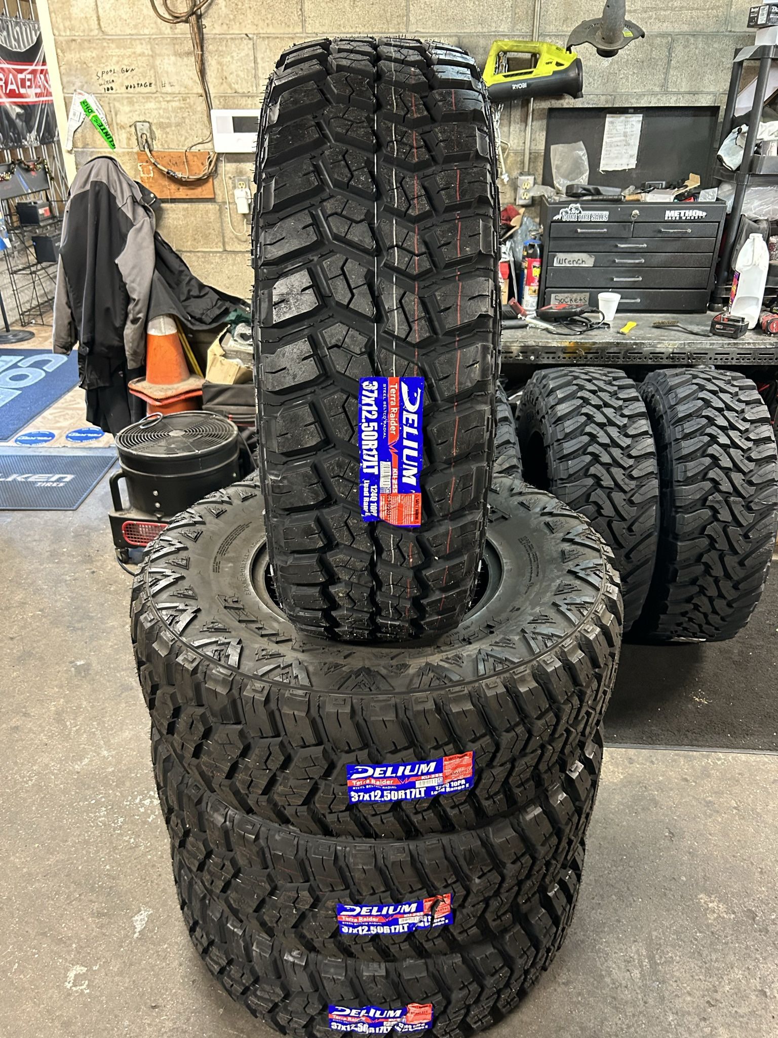 New Set Of (4) 37x12.50R17 Delium MT 10 Ply Mud Terrain Tires For Sale