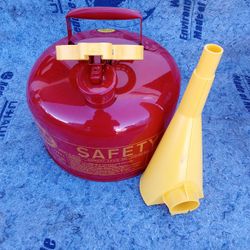 2.5 Gal. Capacity Red Galvanized Steel Type I Gasoline Safety Can with Funnel