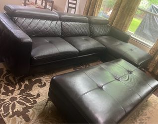 Leather sofa with chaise