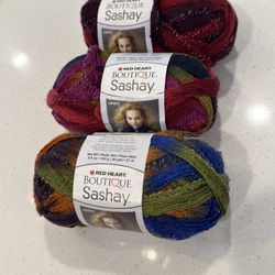 NEW 3 Skeins (Mixed Colors) Of Red Heart Boutique Sashay Yarn 3.5 Oz Each
