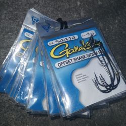 Gamakastu Offset Shank Worm Hooks Sizes 1/0 2/0 3/0 4/0