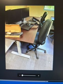 Height-Adjustable Standing Desk with gray Frame