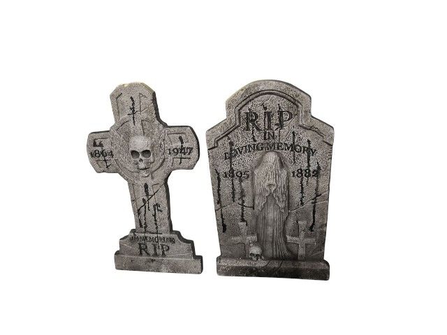 34" Spooky RIP Tombstone Halloween Yard Outdoor Decoration 2pcs