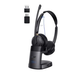 acer Wireless Headset with Mic for Work,Bluetooth Headset for Clear Call ＆ Meeting, Work Headset with Charge Stand for Remote & Office, Bluetooth 5.3 