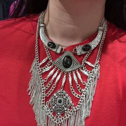 Afghan Necklace Boho Choker Statement 