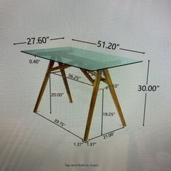 Glass top Only- for desk or dining  Dimensions: H 3/8 in, W 51.20 in, D 27.60 in