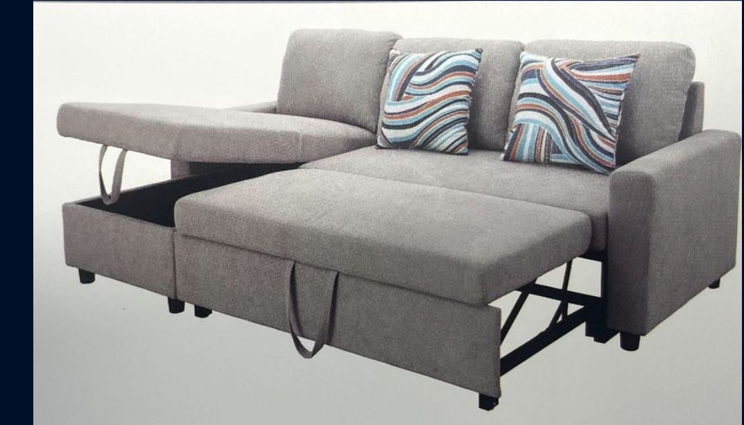 Light Gray Microfiber Sectional Sleeper Sofa Couch