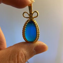 Opaque Blue Egg Shape Charm