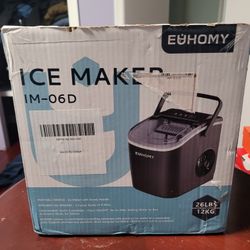 EUHOMY Countertop Ice Maker Machine with Handle, 26lbs in 24Hrs, 9 Ice Cubes Ready in 6 Mins, Auto-Cleaning Portable Ice Maker with Basket and Scoop, 