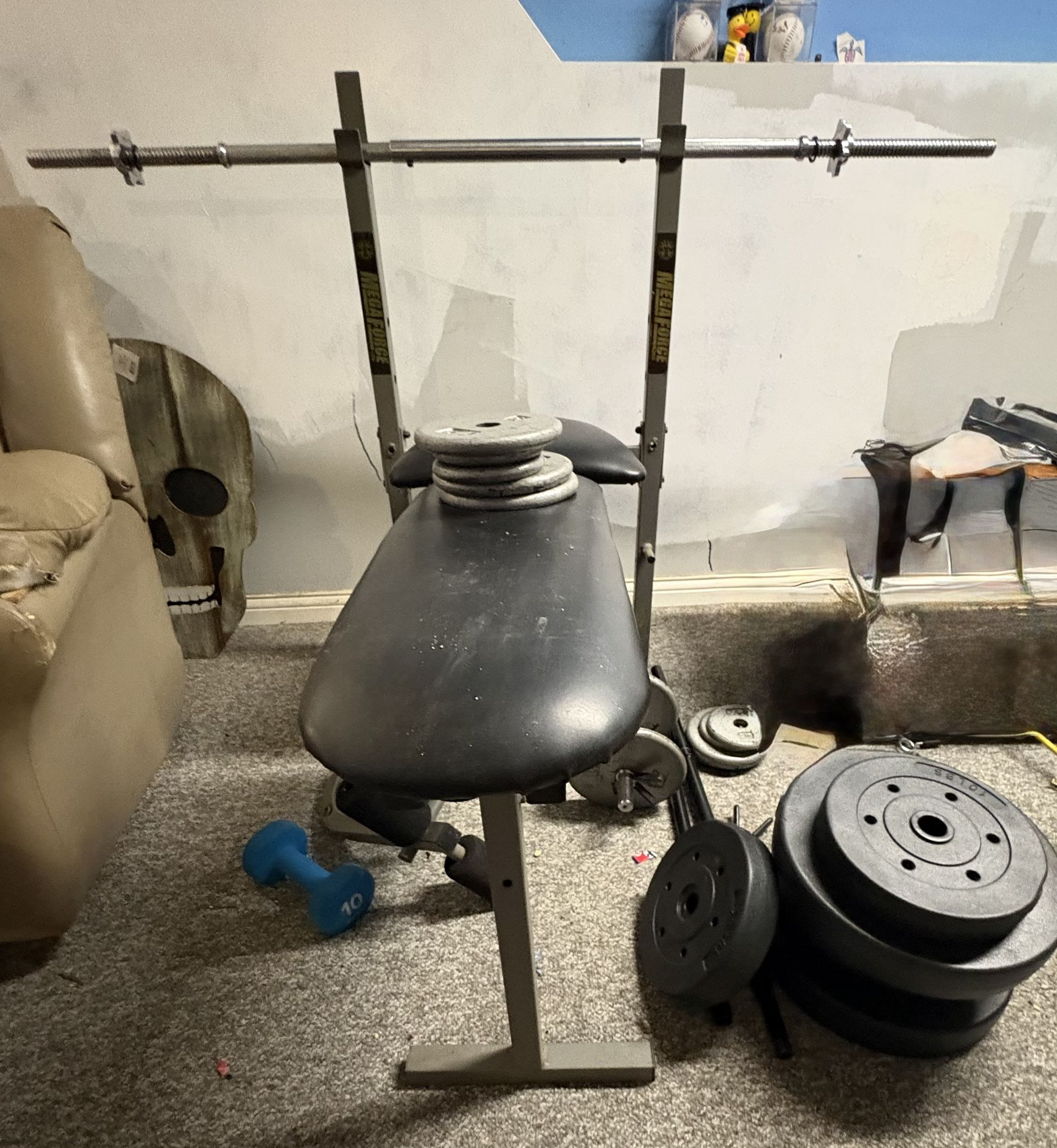 Weight Set With Bench And Bar