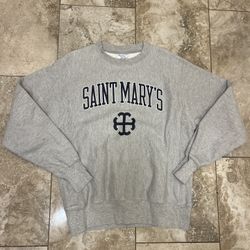 VTG Mount St. Mary’s Champion Reverse Weave Gray Sweatshirt Size Medium 