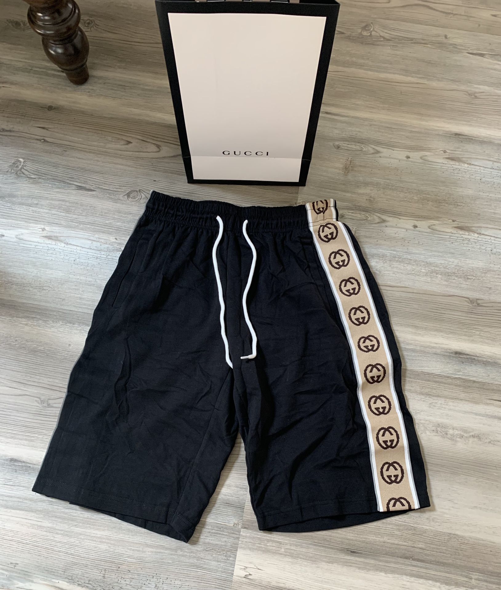 Gg Black Monogram Shorts 