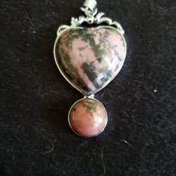 Lovely Sterling Silver and Rhodonite Neck Charm