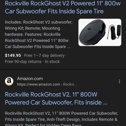 RockGhost V2 subwoofer; Wiring Kit; Remote; Mounting hardware, Brand New  Rockville RockGhost V2 