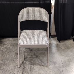 Taupe Metal Folding Chair with Padded Seat