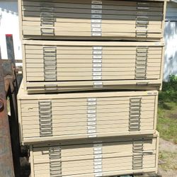 4 x Safco Blueprint Map Art Work Drawer Lateral Filing Cabinet s - Metal