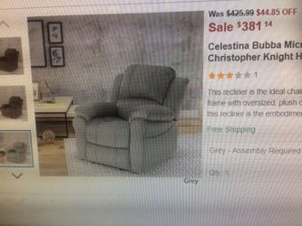 Brand New Christopher Night recliner chair light gray very nice big recliner