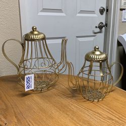 Two Metal Teapot Decor Pieces