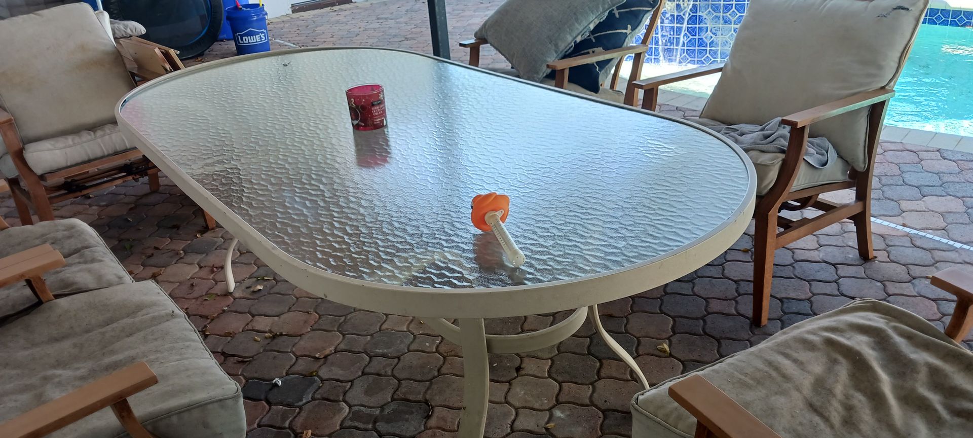 Paito table and chairs aluminum 7ft X 3.5ft