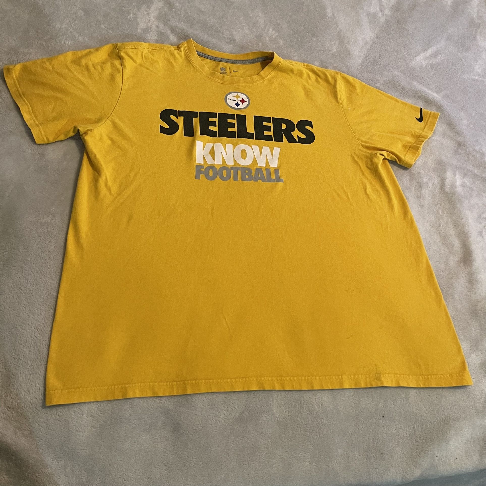 Pittsburgh Steelers Shirt Men 2XL Yellow Nike NFL Football Lightweight Logo Tee