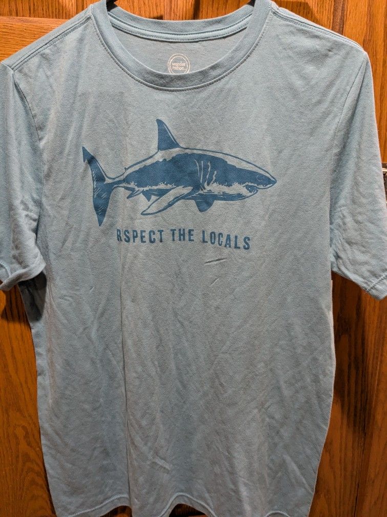 New Never Used Funny T-shirt Light Blue Color Boys XXL(18)