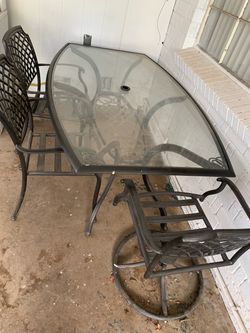 Hampton Bay Wrought Iron Bistro Metal And Glass Outdoor Patio Furniture Set Outdoor