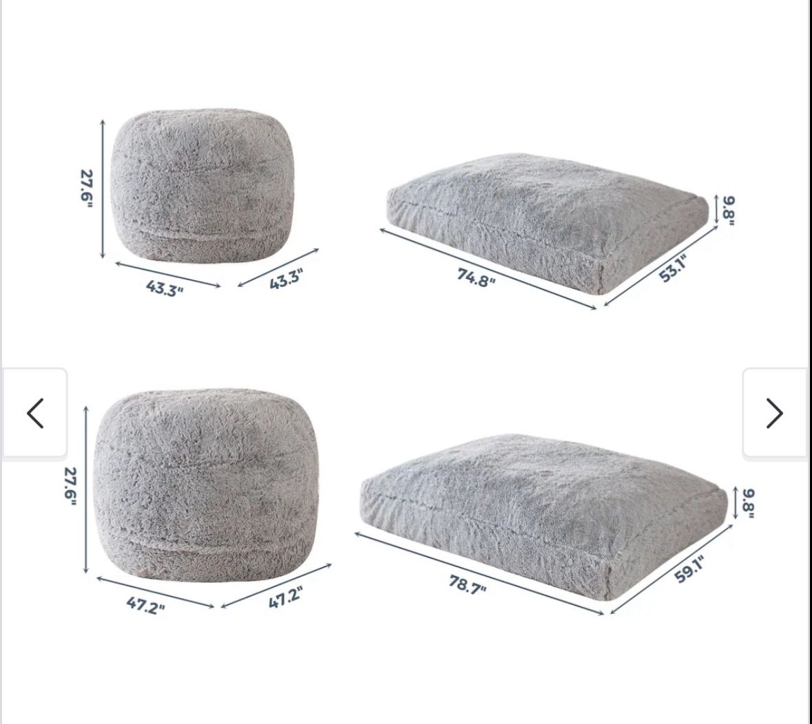 Sploosh Gray Chair / Bean Bag 2 Sizes OBO