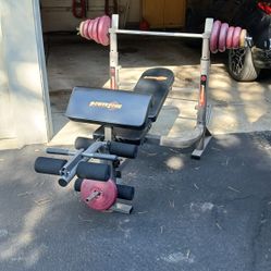 Powerzone Adjustable Bench, Bar And Weights 