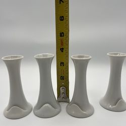 4 White Ceramic Place Card Holders Bud Vases, Wedding Table Decor Shafford Japan