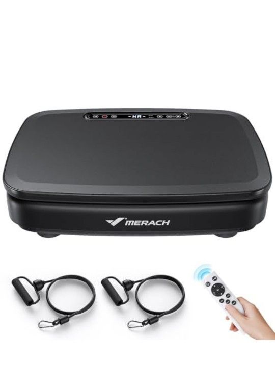 MERACH Vibration Plate Exercise Machine for Women Men With 2 Tension Ropes, LED Display - Workout Equipment for Home