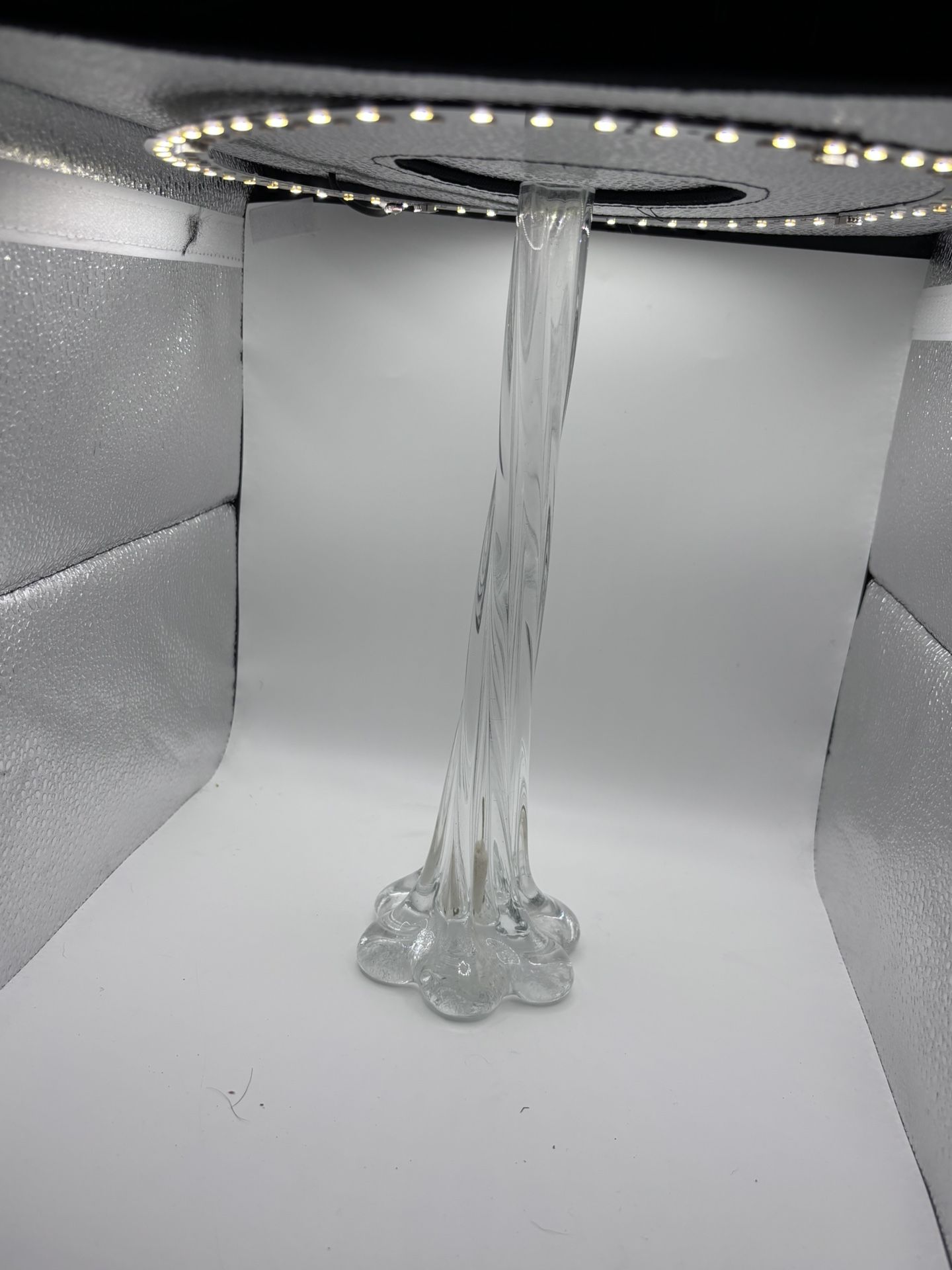 Murano Elephant foot Bud Vase Clearelegant Twisted And Ribbed