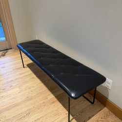 Article Black Leather Bench 61”