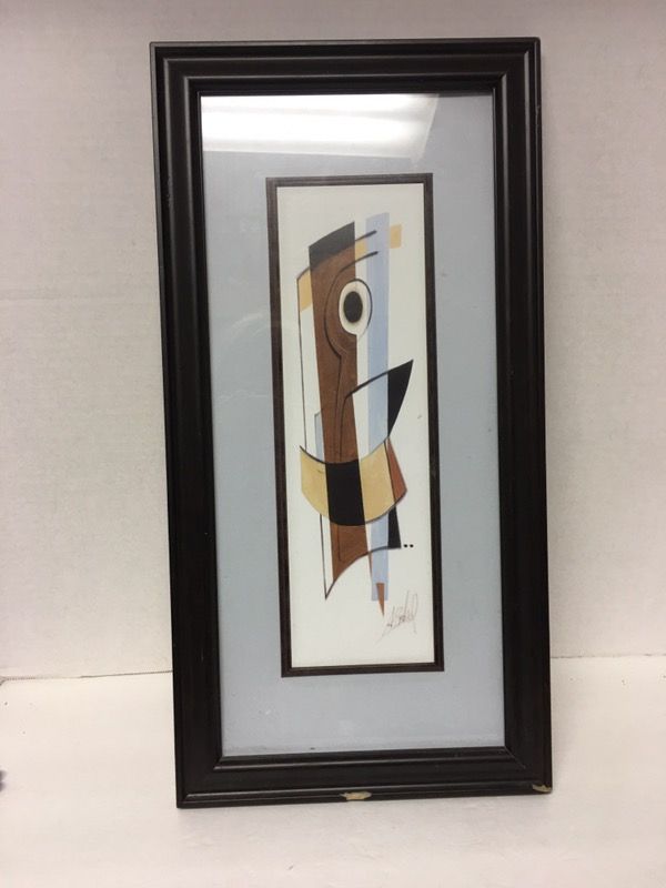 Abstract framed art about 2 feet tall