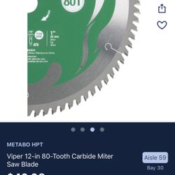 12 Inch Saw Blade  80 Tooth Carbide