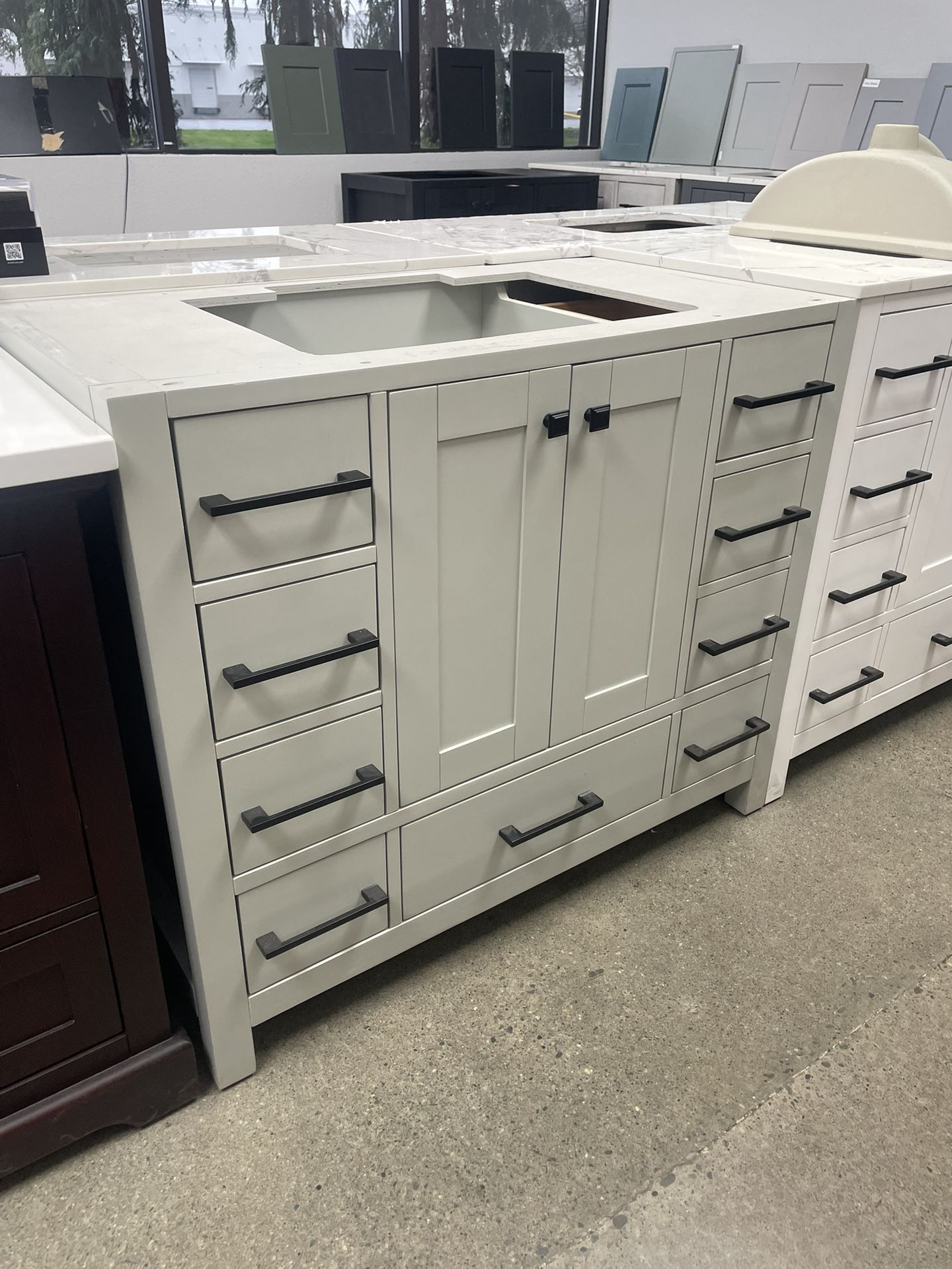 Bathroom vanity cabinet 42” solid mango Quartz top with sink and backsplash
