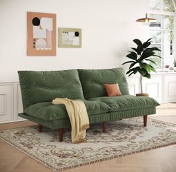 LLappuil Futon Sofa Bed, 69 inch Futon Couch with Adjustable Backrest,  (Green)
