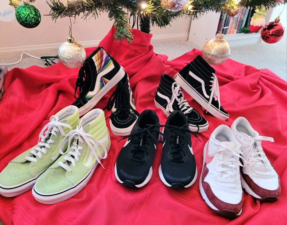 5 Pairs Nike and Vans Shoes, Size Women's 8.0
