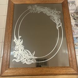 Vintage Retro Floral Woodframed Hanging Mirror