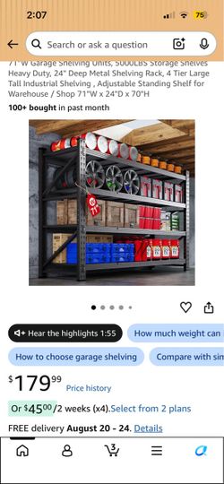Heavy Duty Garage Shelving Unit 71.2"W
