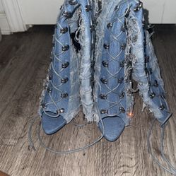 Denim Heels Size 8 In Woman’s 