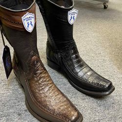 Nuevas botas vaqueras de piel original tejidas para hombre