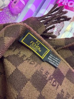 Fendi Zucca Wool Scarf with Fringe