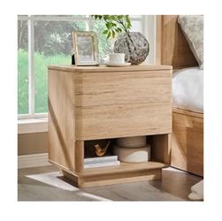 Light Wood Nightstand with electrical outlets