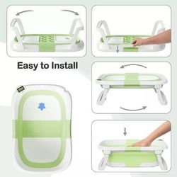 Collapsible Baby Bathtub for Infants and Toddlers with Bath Net and Thermometer