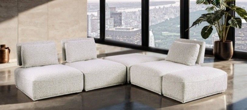 Brand New Grey Chenille Modular Sectional Sofa